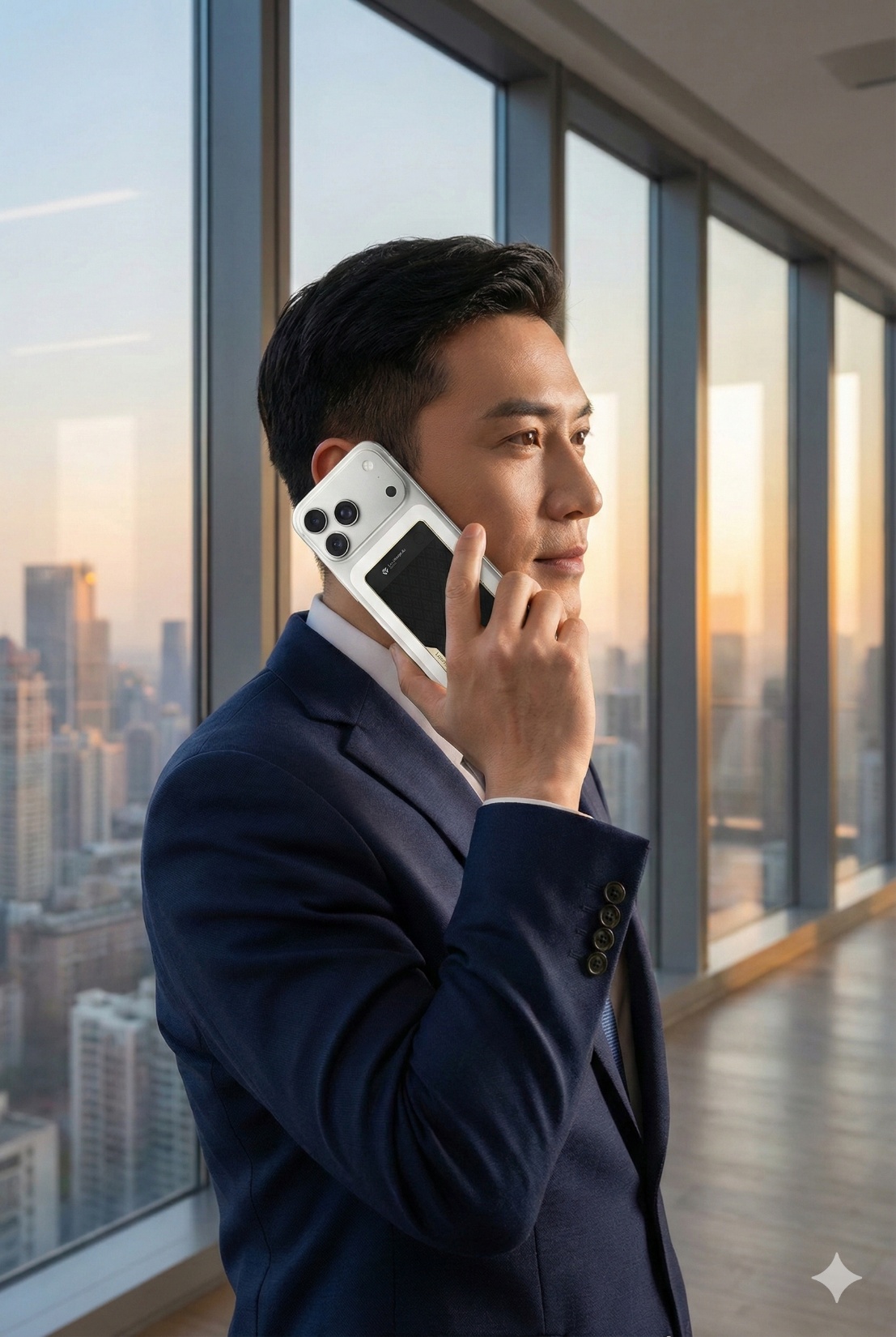 商务领导者使用 Leadeep AI 进行高端沟通的场景图